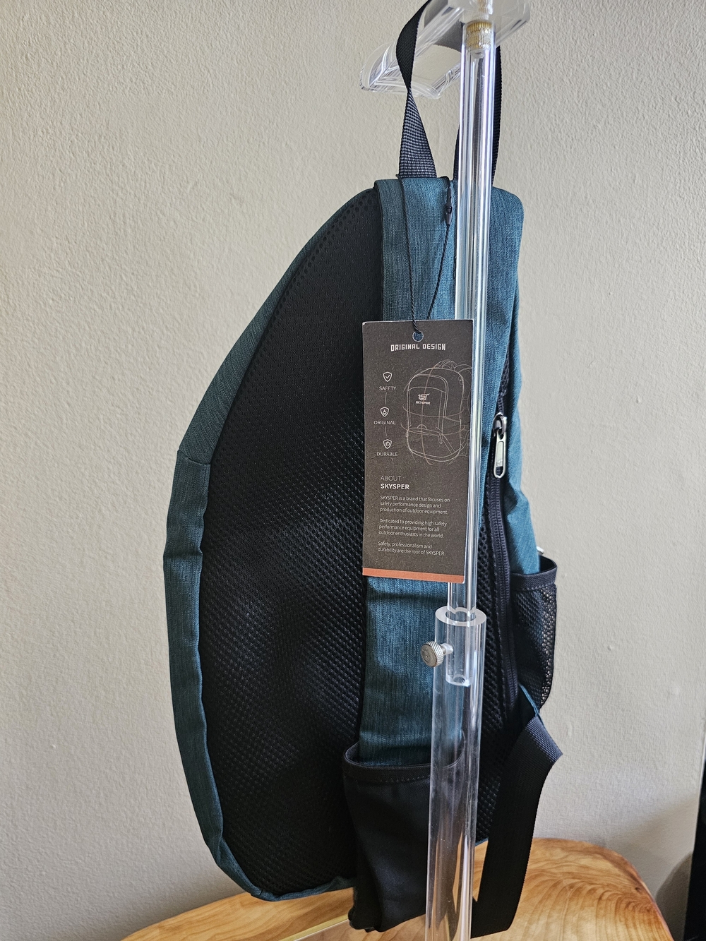 Teal Sling Backpack for Men - Picture 5 of 8